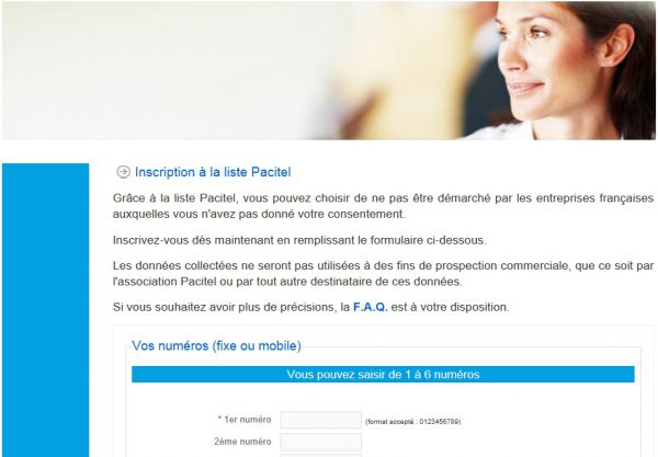 Pacitel: liste d'opposition au démarchage téléphonique