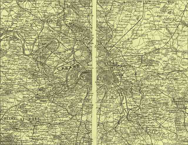 Rétro 1895: Carte des environs de Paris