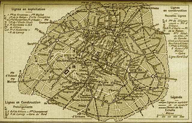 Rétro 1908: Plan du Métro parisien