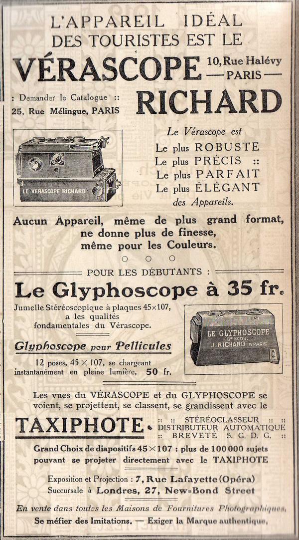 Rétro 1912 : Vérascope et Glyphoscope (Réclame)