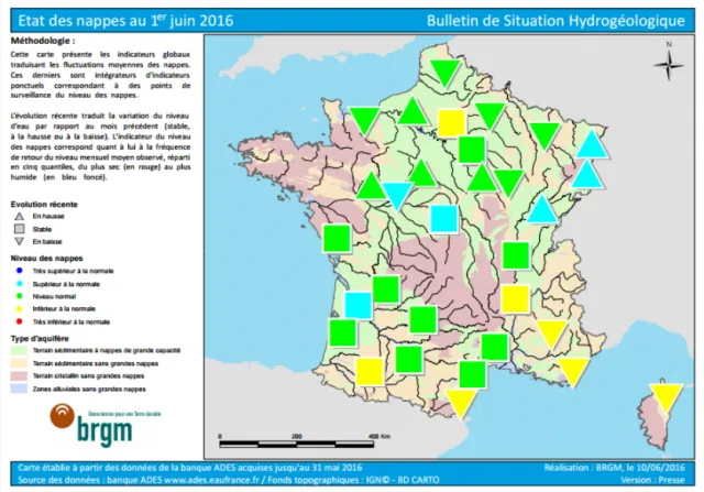 Etat des nappes d’eau souterraine au 1er juin 2016