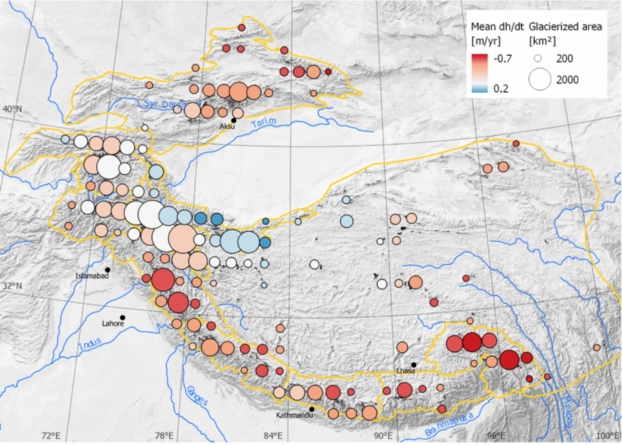 Forte variabilité spatiale de l'évolution des glaciers des hautes montagnes d'Asie