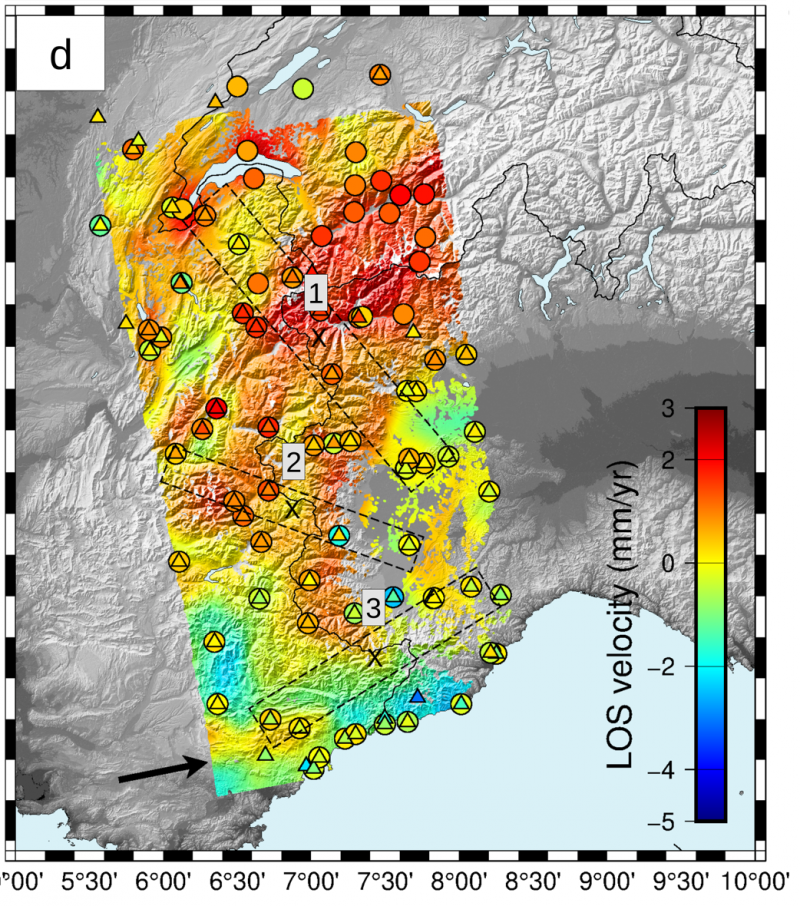 La croissance des Alpes obtenue par imagerie satellitaire avec une précision de 1 mm/an