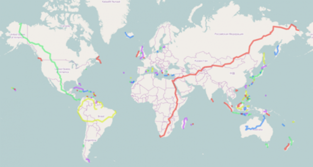Calculer le diamètre du réseau routier mondial