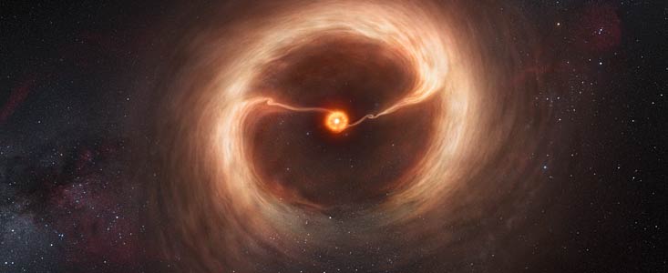 ALMA fait la lumière sur les écoulements de gaz formant des planètes