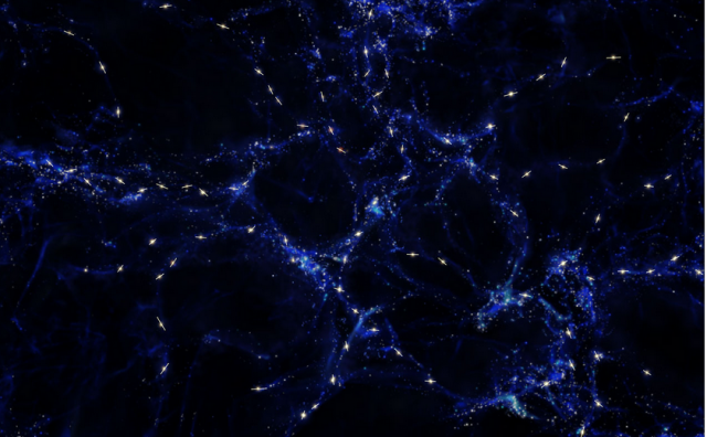 Alignement de quasars sur plusieurs milliards d'année-lumière