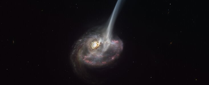 Image d'une galaxie lointaine en collision en train de mourir, perdant sa capacité à former des étoiles