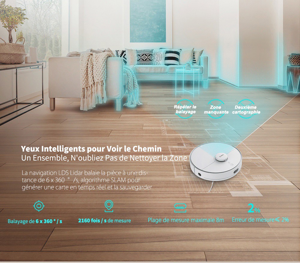 L'aspirateur robot 360 S5 avec Navigation Laser LIDAR LDS