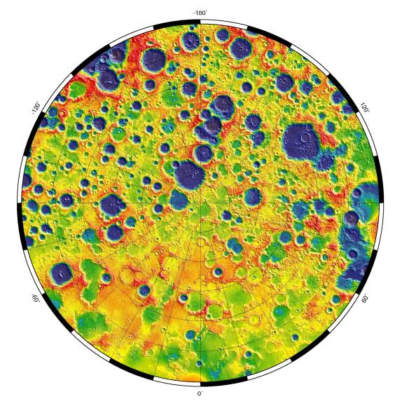 La gravité au pôle Nord de la Lune