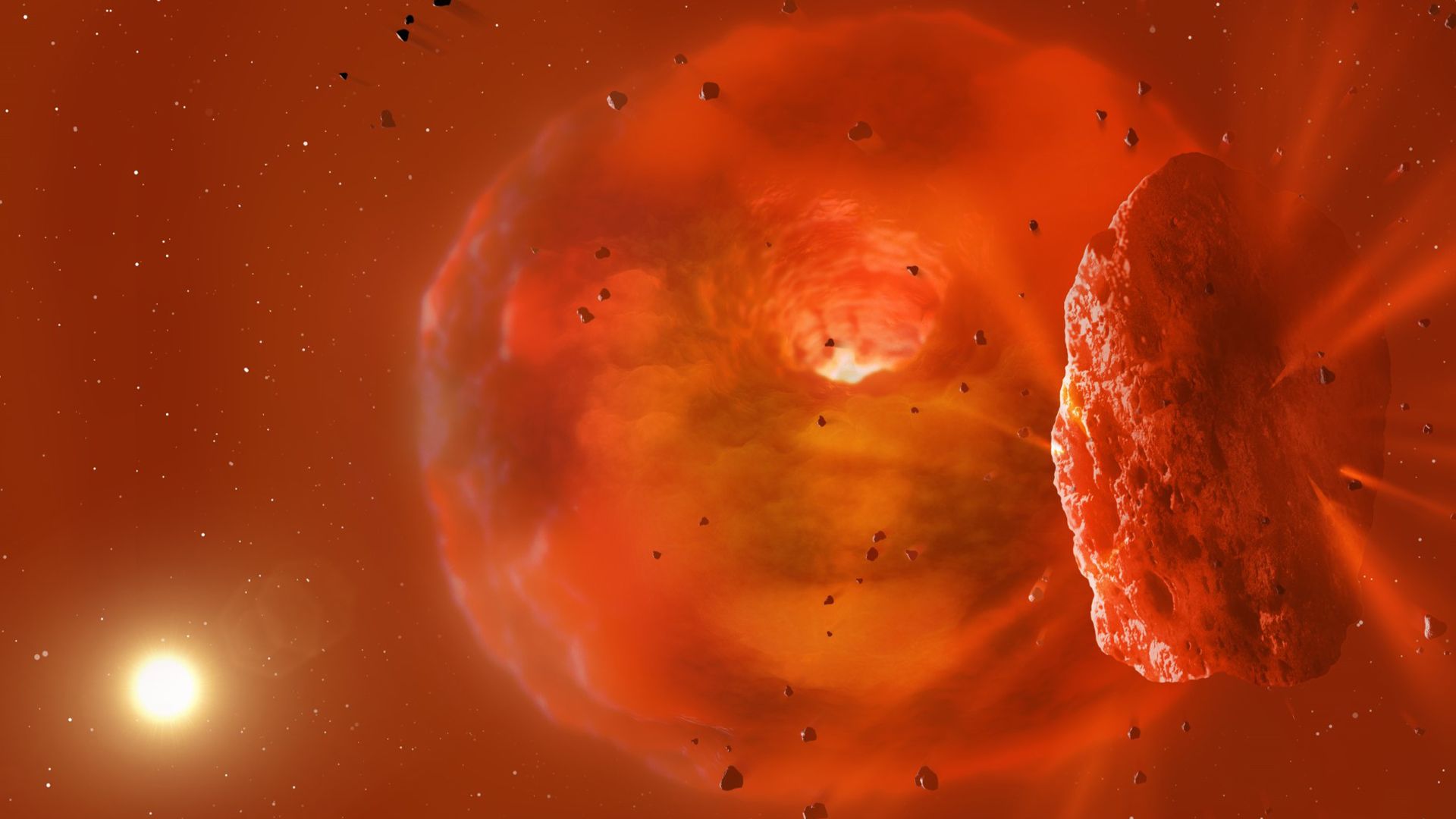 Une impressionnante collision entre deux planètes géantes observée en direct