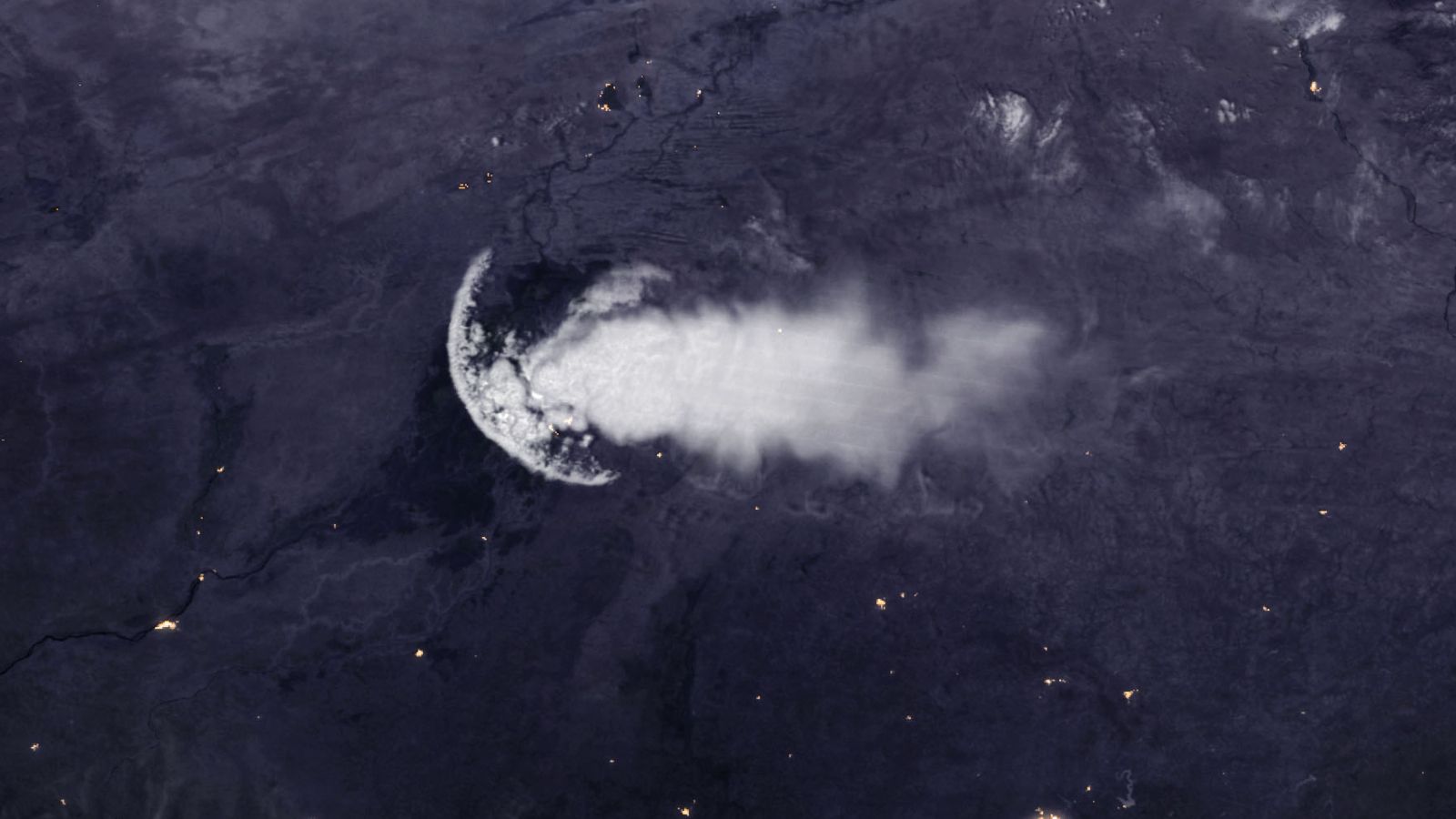 What is this 180-mile-long "jellyfish" seen from space?