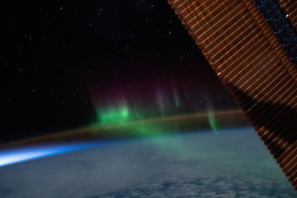 Une aurore australe observée depuis l'ISS