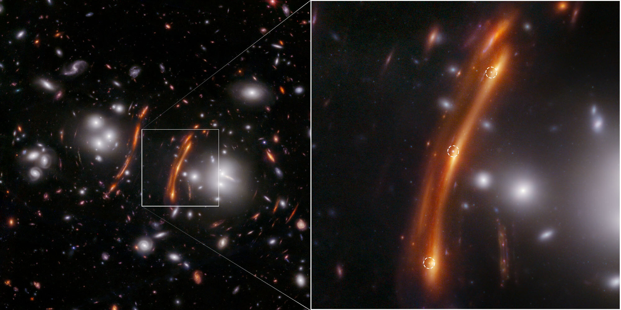 Webb captures these three time-shifted images of the same supernova: putting the laws of the Universe to the test