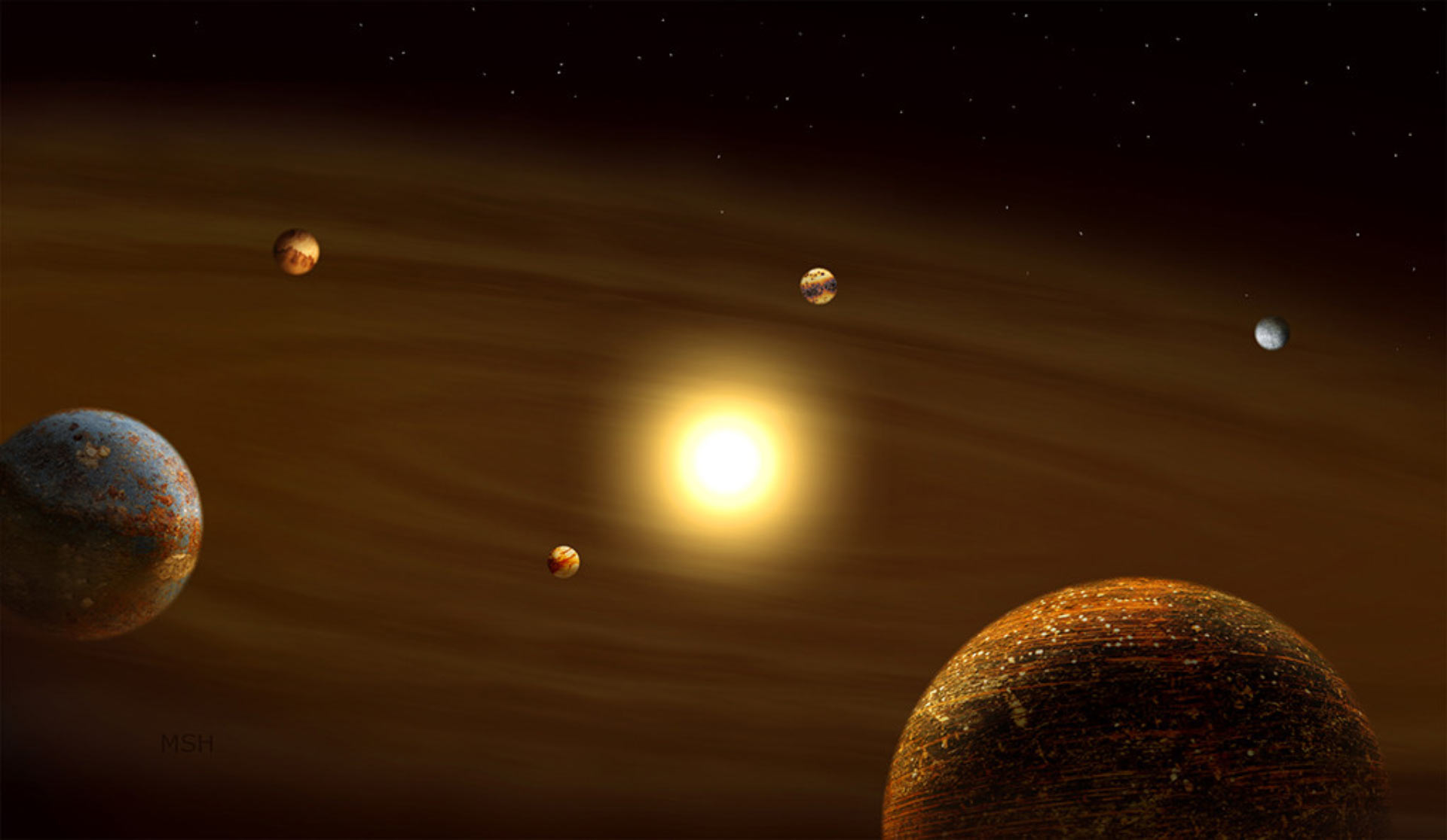 Un système de six planètes en résonance