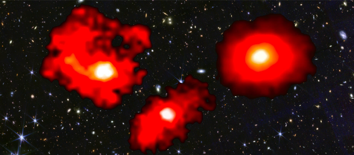 Três "monstros vermelhos" galácticos no Universo primitivo 🔭